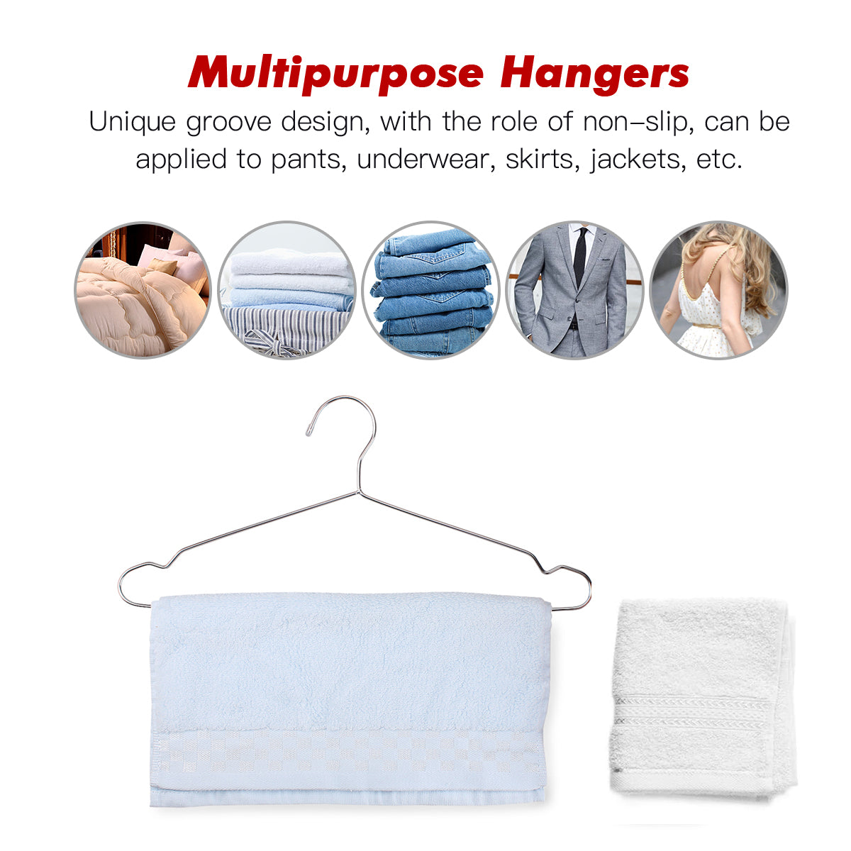 Puersit 30 Pack Metal Coat Hangers, 16.5 Inch Stainless Hanger, Space Saving Metal Hangers for Clothes with Notches, Heavy Duty Strong Metal Wire Hanger for Blouse Dress Shirt Jacket Pants