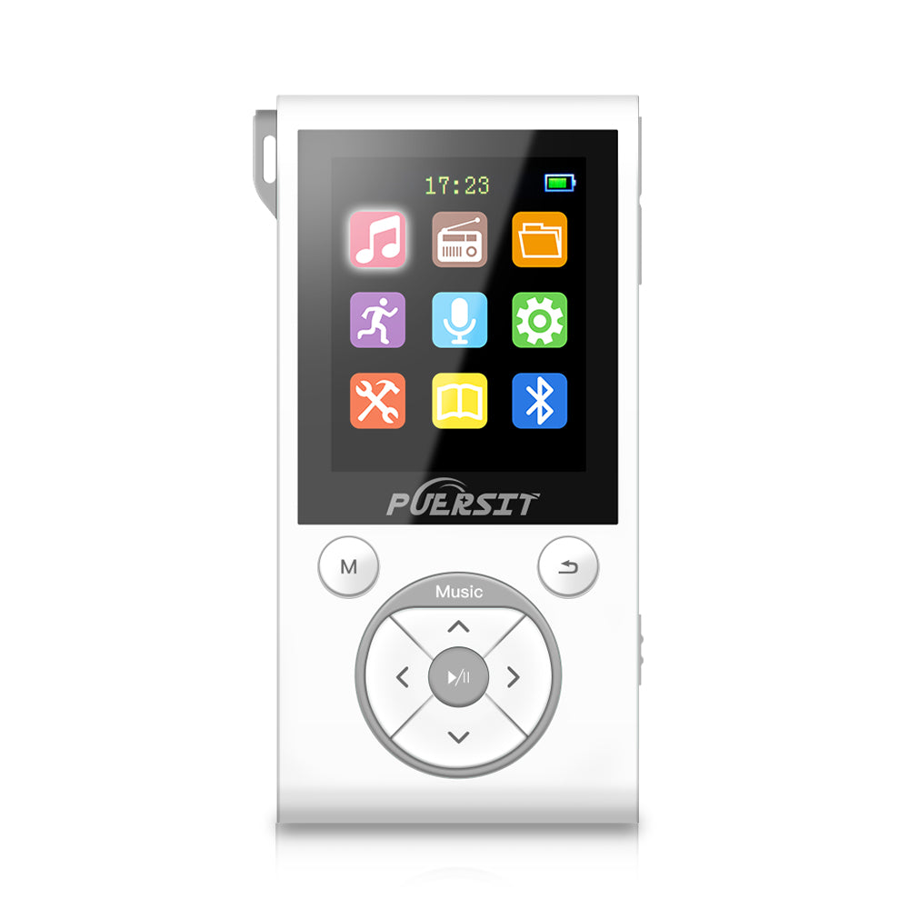 16GB MP3 Players, Portable Music Player Lossless HIFI Sound Media Player with Bluetooth and FM Radio, Pedometer/Voice Recorder 50 Hours Playback Max expand to 128GB (White+Silver)