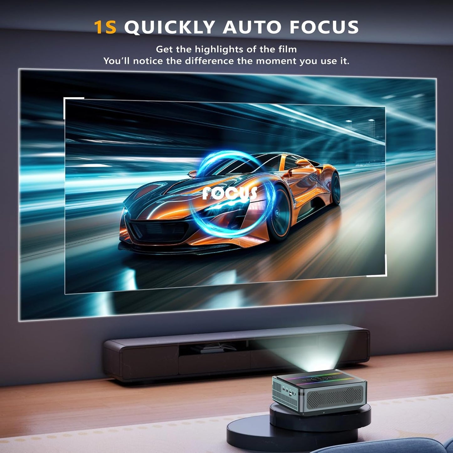 Auto-focus gradient correction projector 8K - Puersit LED home theater projector 4K 25,000 lumens Android operating system projector supports full HD 1080P 5G WiFi BT PS5, HDMI, smart phone, notebook computer