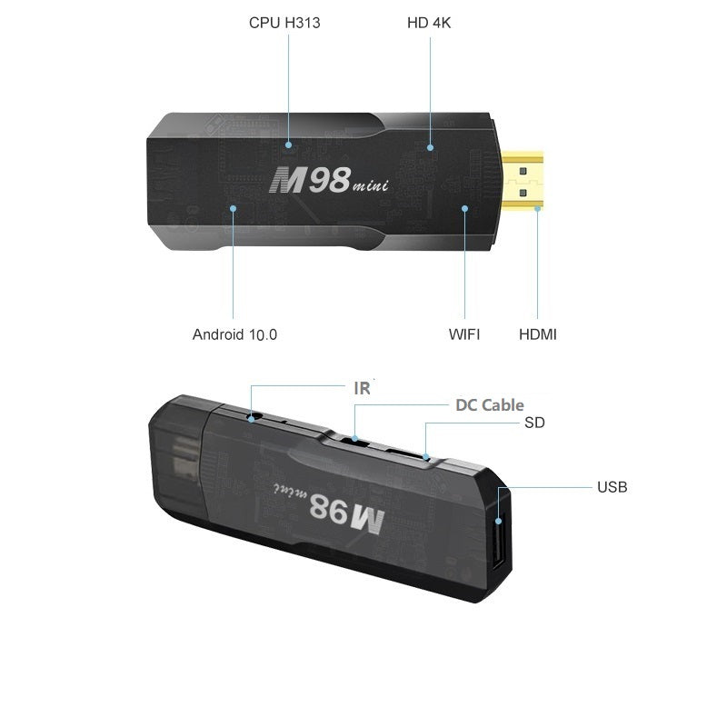 Puersit M98 Mini Android 10.0 TV Box H313 Quad-core,Built-in 3D acceleration USB 2.0 4K*2K UHD high-performance TV Box