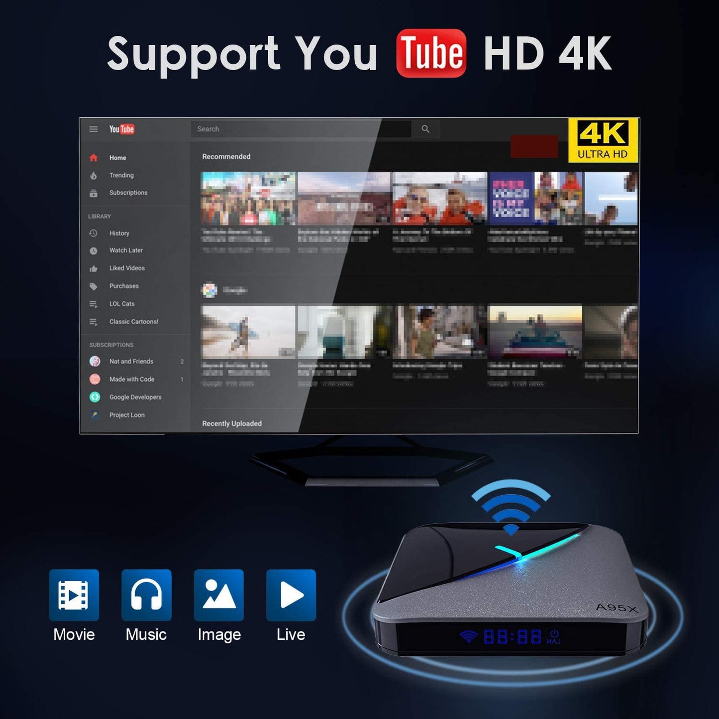 Android TV Box, Android 9.0 TV Box 4G RAM 64G ROM 8K Ultra HD h.265 Amlgic S905 X3 A55 QuadCore, 2.4/5.0GHz WiFi 10/100M Ethernet BT 4.2 Media Player Smart TV Box by puersit