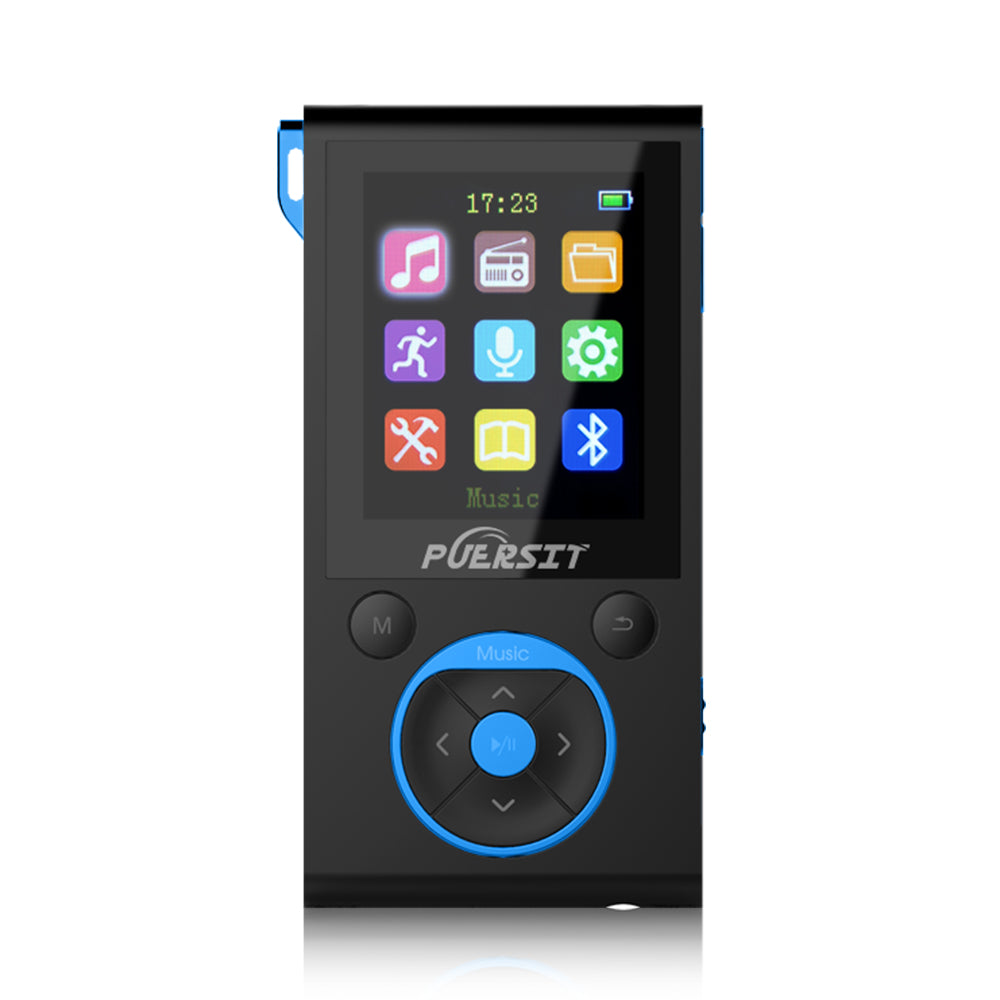 16GB MP3 Players, Portable Music Player Lossless HIFI Sound Media Player with Bluetooth and FM Radio, Pedometer/Voice Recorder 50 Hours Playback Max expand to 128GB (Black+Blue)